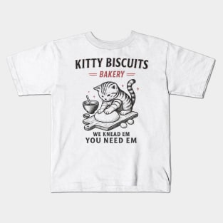 Kitty Biscuits Bakery Cat Kneading Cute Funny Style Kids T-Shirt